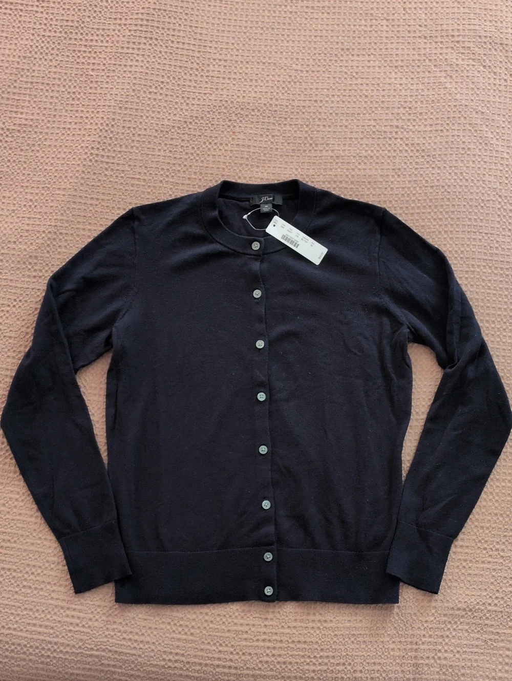 J. Crew Navy Button-Front Crewneck Cardigan